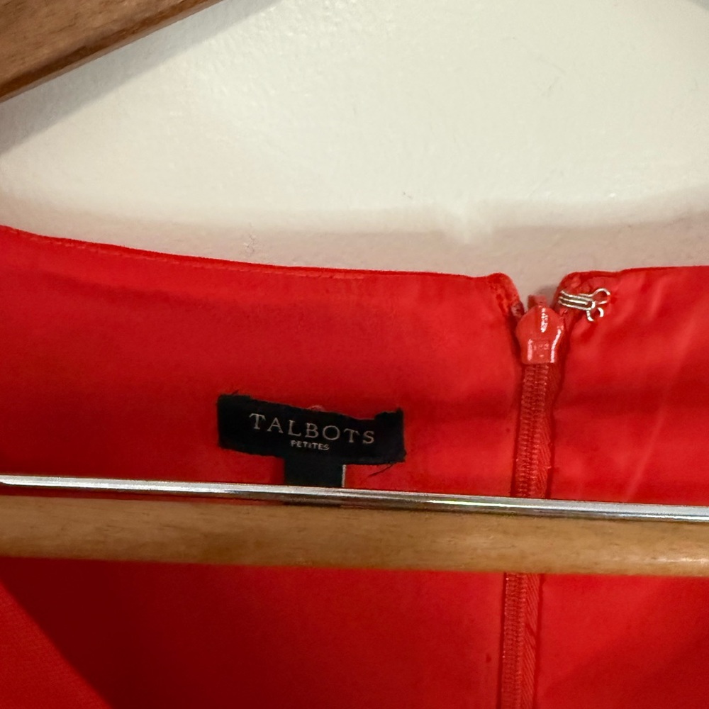 Talbots Vibrant Red/Orange Midi sleeveless Dress in size 8P - Picture 3 of 14
